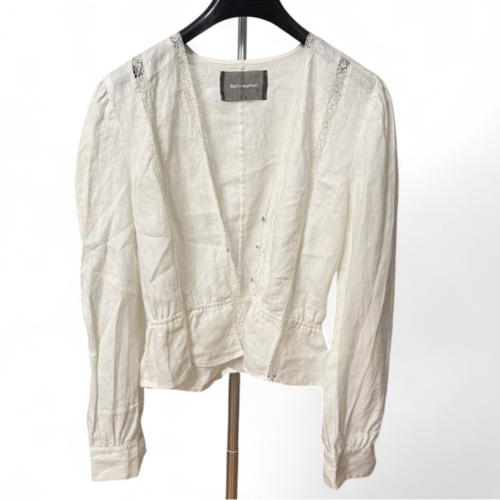 Reformation white linen blouse